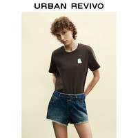 URBAN REVIVO 夏季女装时尚休闲简约趣味萌宠短袖T恤衫 UWL440157 熟褐色 XS