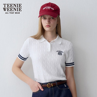 Teenie Weenie小熊女装2024夏季学院风时髦撞色绞花针织 白色 155/XS