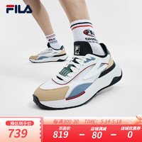 FILA 斐乐男鞋PIONIERE摩登运动鞋2024夏季休闲鞋跑步鞋 明亮白/米黄色-BB 42