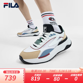 FILA 斐乐男鞋PIONIERE摩登运动鞋2024夏季休闲鞋跑步鞋 明亮白/米黄色-BB 42.5