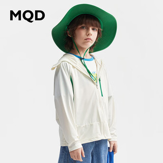 MQD童装儿童户外防晒服防紫外线凉爽连帽防晒衣 米白 170cm