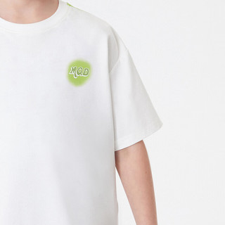 MQD童装男童宽松短袖T恤24夏装儿童立体印花T恤 本白 150cm