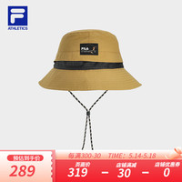 FILA 斐乐 款圆帽2024夏户外运动帽防风遮阳帽宽檐帽 深奶咖色-DK XS