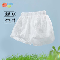 贝贝怡儿童短裤女孩2024夏季休闲宽松舒适五分花苞裤子女童 白色 110