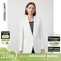 朗姿 设计感气质高级感白色西服外套女2024年春季通勤职业西装 白色 2XL