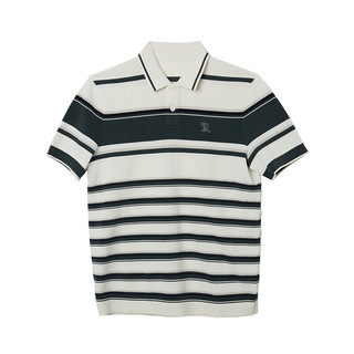 威可多（VICUTU）短袖针织衫男24年夏季商务Polo领休闲半袖VRW24284853 白色条纹 180/96A