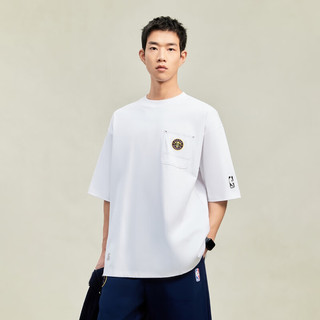 杰克·琼斯（JACK&JONES）夏季NBA联名掘金队刺绣宽松纯棉舒适男士圆领短袖T恤224201269 A06 本白色 常规 A06 本白色 185/104A/XL