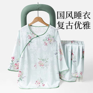 上海故事（STORYOFshanghai）母亲节礼物2024新款提花新中式国风冰丝女士家居服送妈妈生日礼物 芳草萋萋 L(建议穿着体重105-125斤)