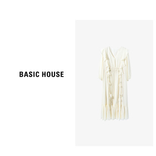Basic House百家好夏天简约气质休闲显瘦高档连衣裙-B0633B5S732 白色 S85-115