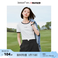 茵曼（INMAN）米雷系列刺绣T恤2024夏季女装短袖显瘦百搭小个子上衣 珍珠白 M