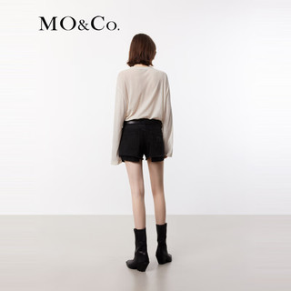 MO&Co.2024夏美式印花高支长绒棉轻薄长袖T恤上衣MBD2TEE008 米白色  L/170