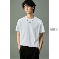 W2X 夏季男士基础百搭圆领短袖T恤纯色纯棉体恤衫白色半袖打底衫潮
