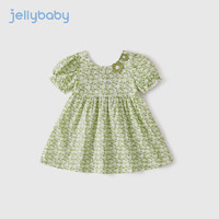 JELLYBABY 裙子儿童中大童夏装纯棉休闲梭织裙新款女童连衣裙 绿色 90cm