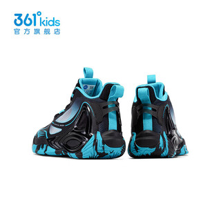 361°童鞋男童篮球鞋2024年夏季中大童运动鞋 碳黑/氢蓝色 39码