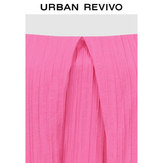 URBAN REVIVO 夏季女装减龄俏皮肌理感褶皱可调吊带衫 UWH240078 玫红 XS