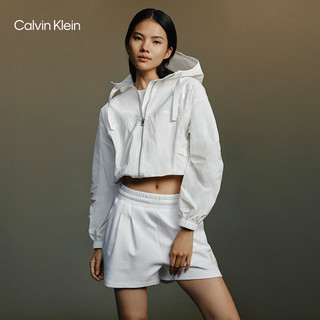 Calvin Klein Jeans24春夏女简约ck字母抽绳下摆宽松短款针织短袖卫衣J223330 YAF-月光白 S