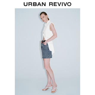 URBAN REVIVO 夏季女装魅力设计感解构镂空无袖开襟衬衫 UWG240111 本白 XS