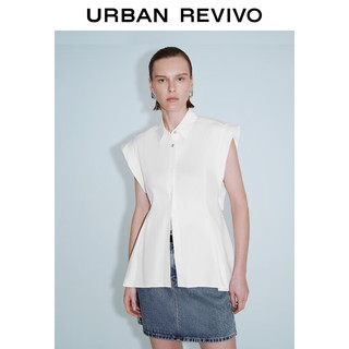 URBAN REVIVO 夏季女装魅力设计感解构镂空无袖开襟衬衫 UWG240111 本白 XS