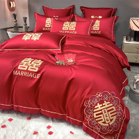 品乐 结婚床上用品四件套刺绣婚庆大红色婚房喜被中式喜庆新婚房陪嫁6
