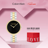 凯文克莱（Calvin Klein）CK手表小弹簧简约石英钢带黑盘女表52025100012