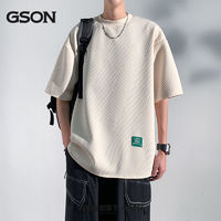 GSON 森马集团旗下GSON夏季新款高质量提花短袖宽松显瘦时尚t恤男女款