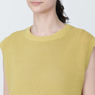 无印良品（MUJI） 女式 强捻网眼 法国袖毛衣 女款夏季 纯棉全棉背心 BA1OJA4S 烟熏黄色 S (155/80A)