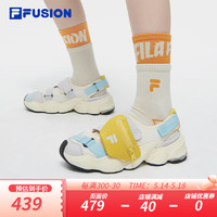 FILA FUSION斐乐潮牌女鞋运动凉鞋2024夏季休闲运动鞋怪兽鞋 雪白/雨雾灰-SN 37.5