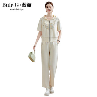 蓝旗 新中式国风妈妈夏装短袖运动套装中老年女时尚减龄休闲两件套