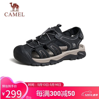 骆驼（CAMEL）男士户外包头洞洞沙滩溯溪休闲凉鞋 G14M307613 黑色 39 