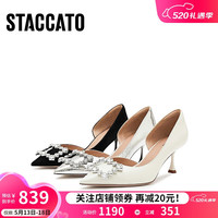 思加图2024春季优雅高跟鞋尖头浅口细跟单鞋通勤女ED361AQ4 光感银 33