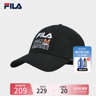 FILA 斐乐款棒球帽2024夏时尚休闲帽子运动帽遮阳帽 正黑色-BK XS