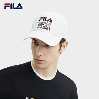 FILA 斐乐款棒球帽2024夏时尚休闲帽子运动帽遮阳帽 标准白-WT XS