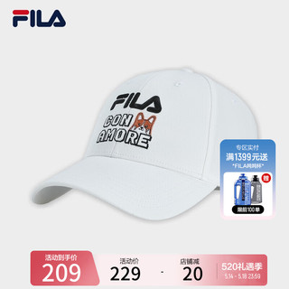 FILA 斐乐款棒球帽2024夏时尚休闲帽子运动帽遮阳帽 标准白-WT XS