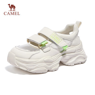 骆驼（CAMEL）老爹鞋女网面魔术贴增高厚底运动休闲鞋 L24S504110 米色 40 