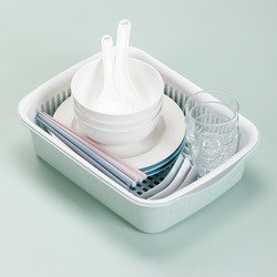 CHAHUA 茶花 塑料碗柜小号沥水碗架箱装碗篮滴水碗橱碗筷简易餐具收纳盒 绿色