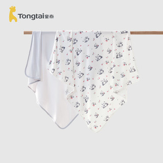 童泰（TONGTAI）婴儿包巾莫代尔棉0-6月初生宝宝包被新生儿襁褓裹巾抱巾2件装 黑白 84x84cm