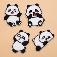 卡通熊猫补丁贴自粘免缝补衣服布贴破洞修复无痕图案刺绣贴粘贴
