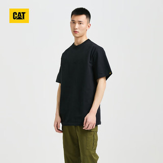 CAT卡特24夏T恤男户外休闲简约宽松纯色短袖圆领短袖T恤 黑色 S