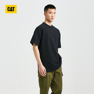 CAT卡特24夏T恤男户外休闲简约宽松纯色短袖圆领短袖T恤 黑色 S