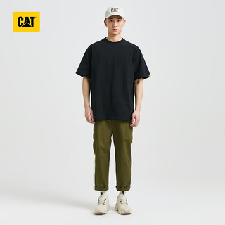 CAT卡特24夏T恤男户外休闲简约宽松纯色短袖圆领短袖T恤 黑色 XL