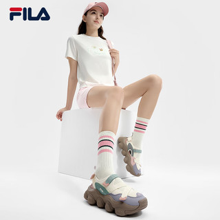 FILA 斐乐女鞋FRAGOLA摩登凉鞋2024夏季时尚休闲草莓凉鞋 古白色/斑点灰紫-AD 36.5