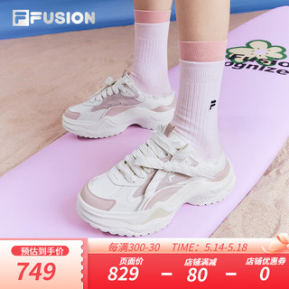 FILA FUSION斐乐潮牌BIANCO II MULE厚底潮鞋女2024夏休闲鞋 乌贼粉/雪白-SS 38.5