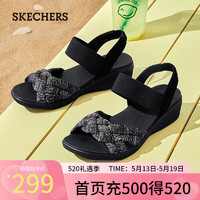 斯凯奇（Skechers）唯品灯塔凉鞋女夏季户外透气女子休闲时尚凉拖鞋163423 全黑色/BBK 36