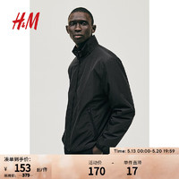 H&M 男裝2024春季新品CleanFit簡約質感潮流標準版型棉服1208290 黑色 180/116