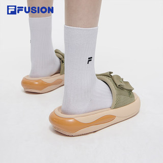 FILA FUSION斐乐潮牌男鞋ZIP UP SLIPPER拖鞋2024夏运动凉拖 灰绿色-GG 36