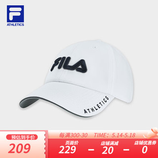 FILA 斐乐款棒球帽2024夏季遮阳帽鸭舌帽运动帽 玉石白-WT XS