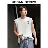 URBAN REVIVO 男士时尚休闲趣味装饰圆领无袖背心 UMV440055 本白 XS