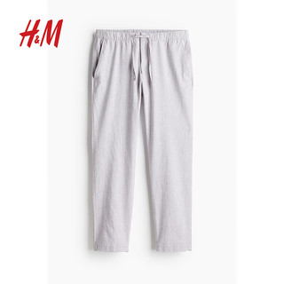 H&M男装2024夏季休闲裤标准版型亚麻混纺长裤1064346 紫色 165/72