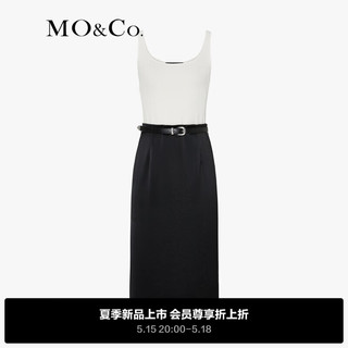 MO&Co.2024夏拼接式休闲背心连衣裙MBD2DRST80 黑色 S
