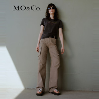 MO&Co.2024夏赛博印花套色脏染棉质短袖圆领T恤MBD2TEET07 深灰色 S/160